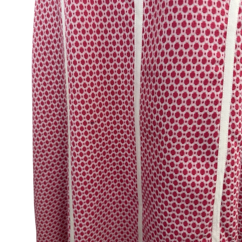 Adrianna Papell Guava Dot Sz 12 Pink White Piping U-Neck Texture Knit Dress $120 - Picture 5 of 10